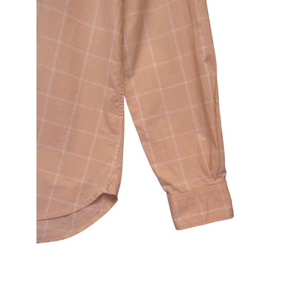 Garnet Hill Shirt Womens 8 peach coral white Plaid 100% Pima Cotton Button Up‎ - Picture 7 of 11